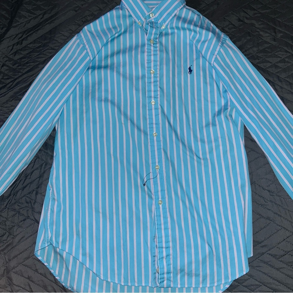Ralph Lauren Light Blue and White Striped Shirt